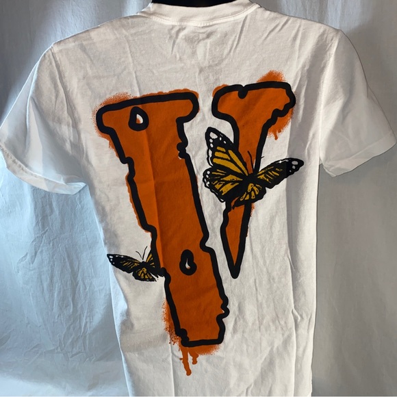 Vlone Butterfly Tee Size Small VLONE T-Shirt White Orange NEW - Picture 1 of 9